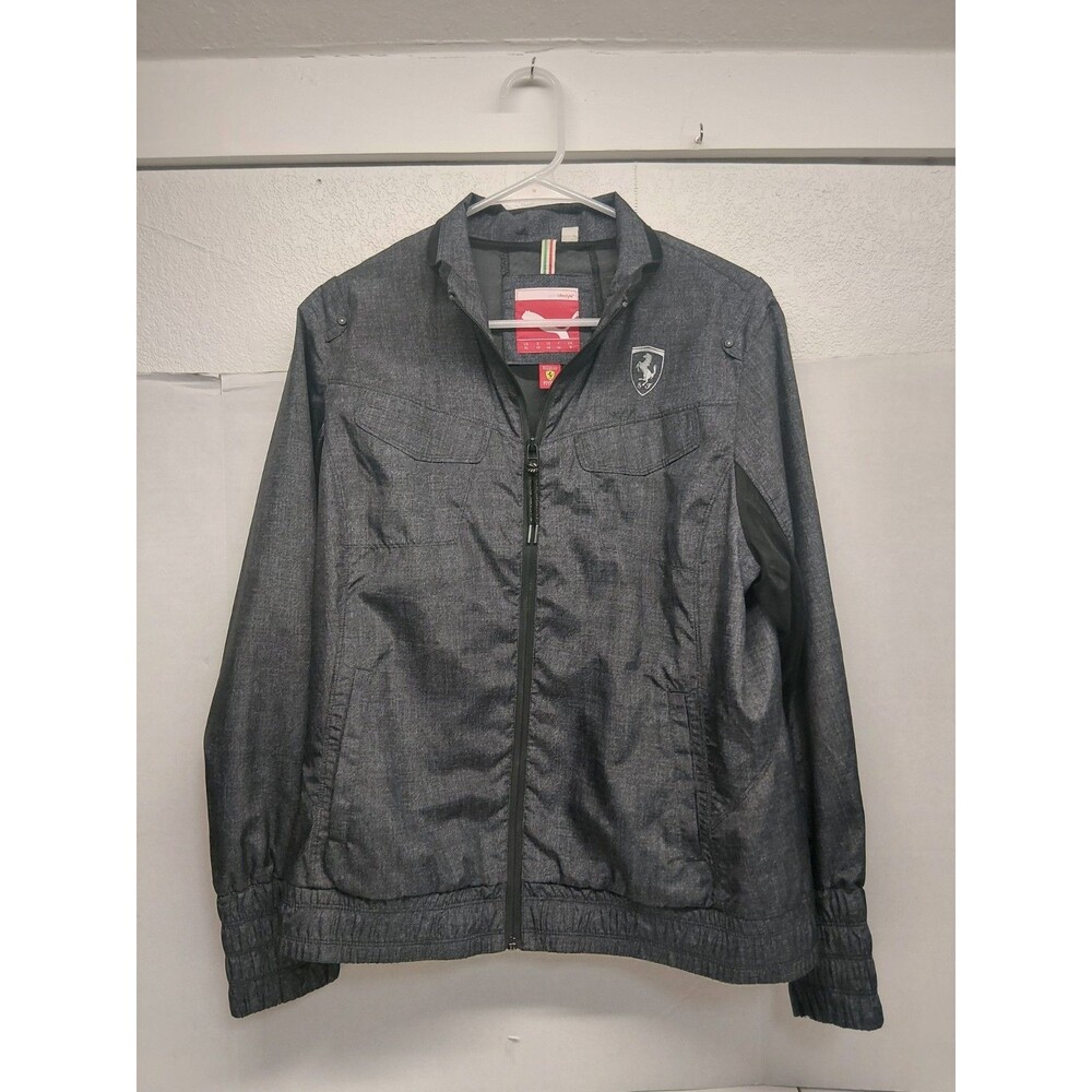 Puma Grey/Black Ferrari Scuderia Jacket Women's XL Logo Full Zip Coat Motosport